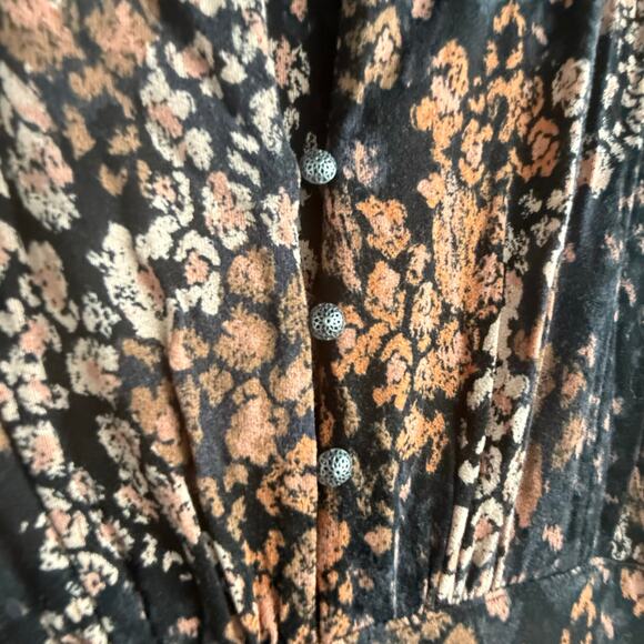 Free People Heartbeat Mini Dress Long Sleeve Black Floral Boho Romantic Party XS - Picture 7 of 10